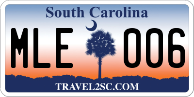 SC license plate MLE006