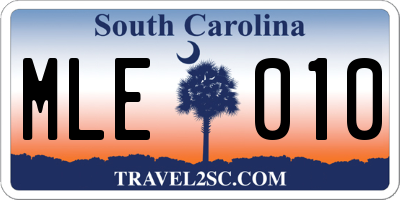 SC license plate MLE010