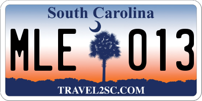 SC license plate MLE013