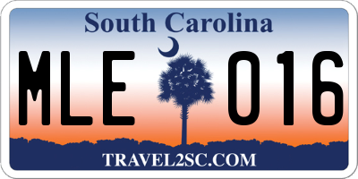 SC license plate MLE016