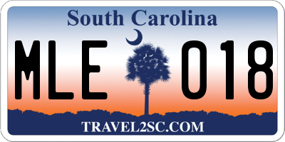 SC license plate MLE018