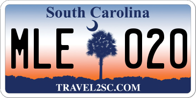 SC license plate MLE020