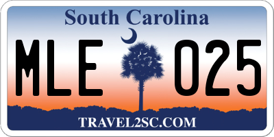SC license plate MLE025