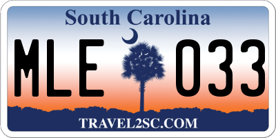 SC license plate MLE033