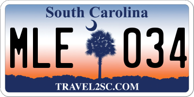SC license plate MLE034