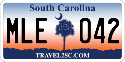 SC license plate MLE042