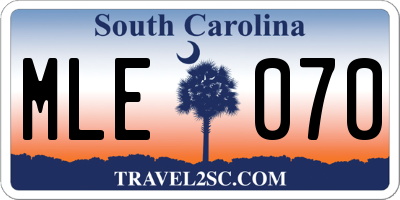 SC license plate MLE070