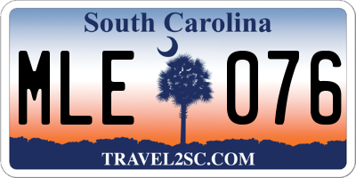 SC license plate MLE076