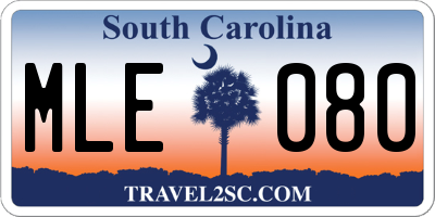 SC license plate MLE080