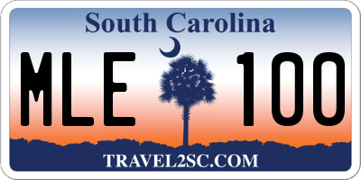 SC license plate MLE100