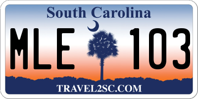 SC license plate MLE103