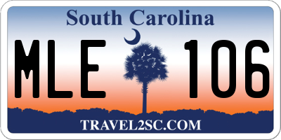 SC license plate MLE106
