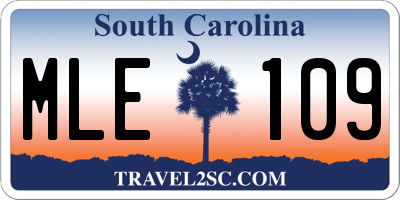 SC license plate MLE109