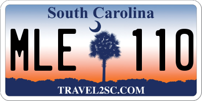 SC license plate MLE110