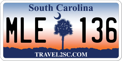 SC license plate MLE136