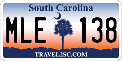 SC license plate MLE138