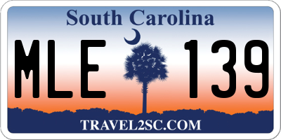 SC license plate MLE139