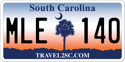 SC license plate MLE140