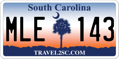 SC license plate MLE143