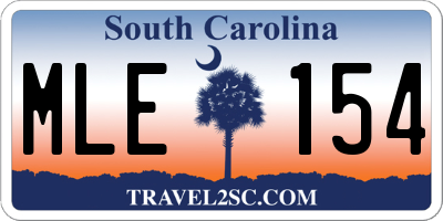 SC license plate MLE154