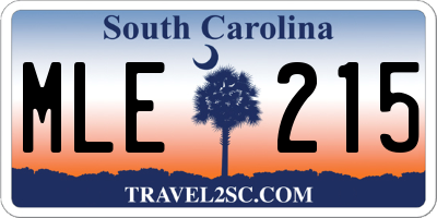 SC license plate MLE215