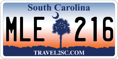 SC license plate MLE216