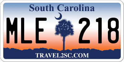 SC license plate MLE218