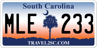 SC license plate MLE233