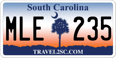 SC license plate MLE235