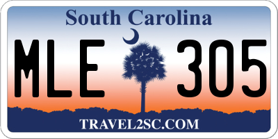 SC license plate MLE305