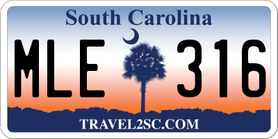 SC license plate MLE316
