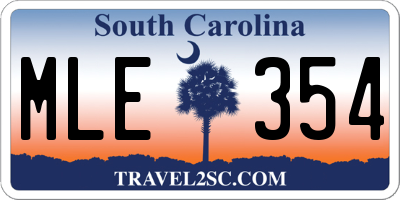 SC license plate MLE354