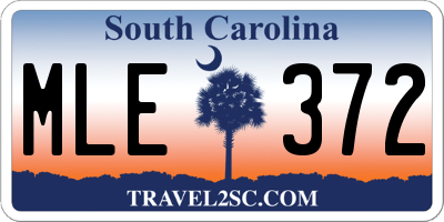 SC license plate MLE372