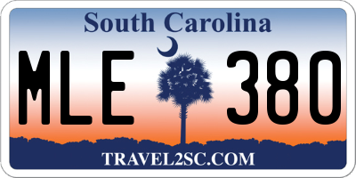 SC license plate MLE380