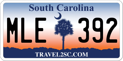 SC license plate MLE392