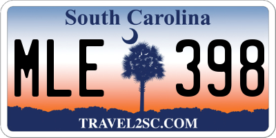 SC license plate MLE398