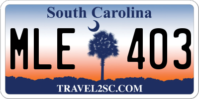 SC license plate MLE403