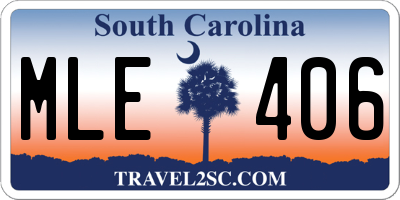 SC license plate MLE406
