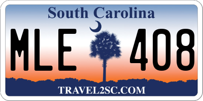 SC license plate MLE408