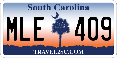 SC license plate MLE409