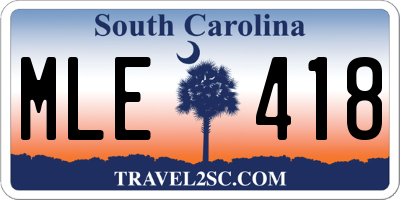 SC license plate MLE418