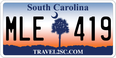 SC license plate MLE419