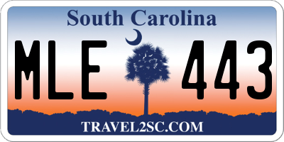 SC license plate MLE443