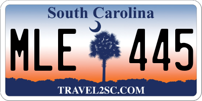 SC license plate MLE445