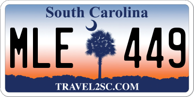 SC license plate MLE449