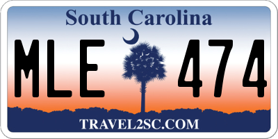 SC license plate MLE474