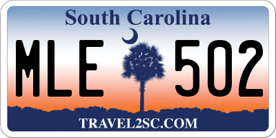 SC license plate MLE502