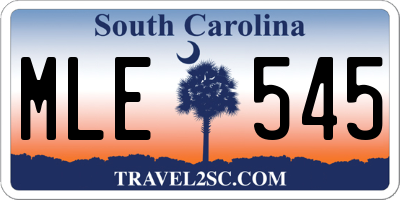 SC license plate MLE545