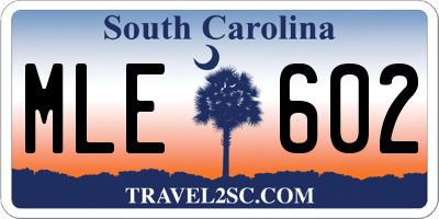 SC license plate MLE602