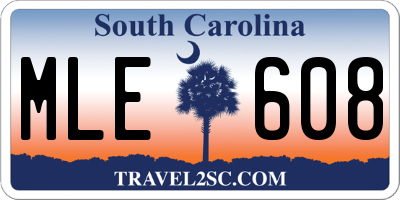 SC license plate MLE608